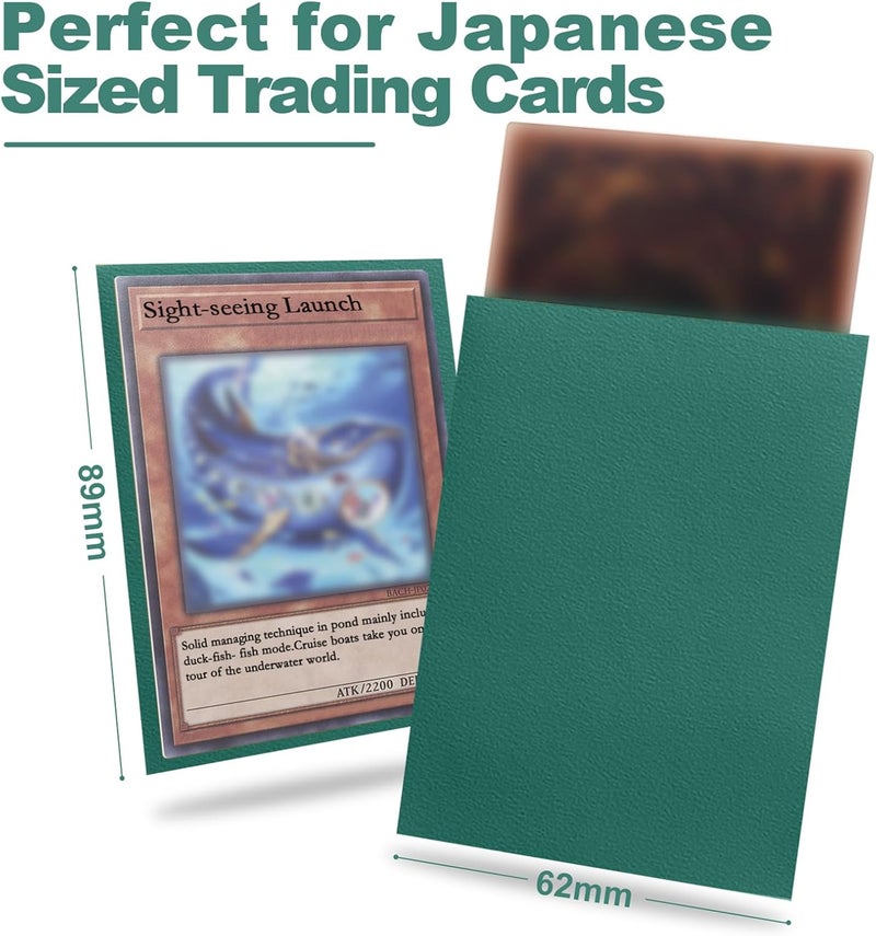 Fabmaker Green Card Sleeve 200 Pack Compatible with Yu-gi-oh Card Sleeve Japanese Small Card Sleeves Photocard Sleeves 62x89mm, Back Textured Perfect Shuffling, Protect Your Japanese Sized Never Tear - Image 2